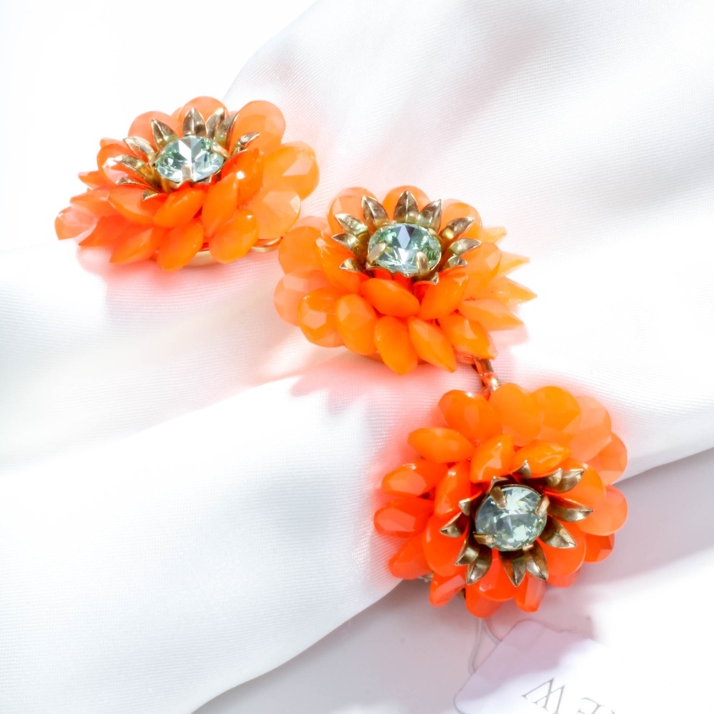 Jcrew orange resin flower crystal bracelet